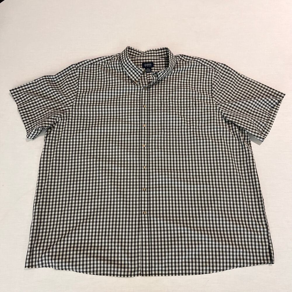 Harbor Bay Short Sleeve Button Down Shirt Grid Sz 4XL